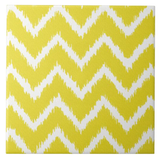 Carreau Ikat Chevrons - moutarde jaune et blanc (Devant)