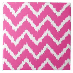 Carreau Ikat Chevrons - Profondes fuchsia rose et blanche