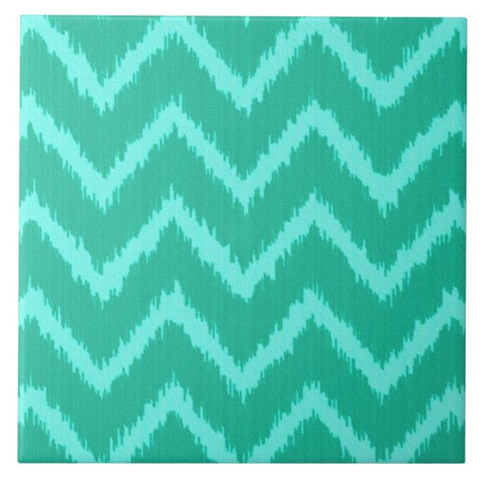 Carreau Ikat Chevrons - Turquoise et aqua (Devant)