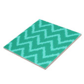 Carreau Ikat Chevrons - Turquoise et aqua (Côté)