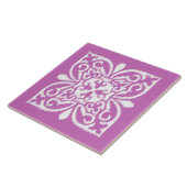 Carreau Ikat damask motif - orchidée et blanc (Côté)