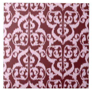 Carreau Ikat Damassé Mauresque - bordeaux et rose