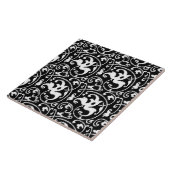 Carreau Ikat Floral Damask - noir et blanc (Côté)