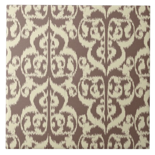 Carreau Ikat Moorish Damask - beige et taupe (Devant)