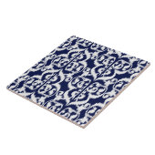 Carreau Ikat Moorish Damask - indigo et blanc (Côté)