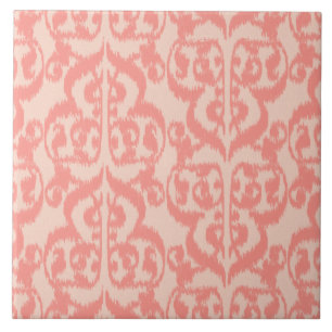 Carreau Ikat Moorish Damask - pêche et corail rose