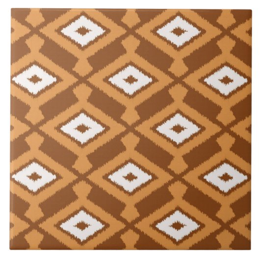 Carreau Ikat Motif - Brown, rouille et crème (Devant)