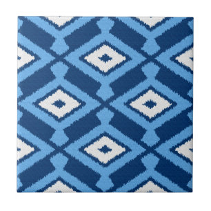 Carreau Ikat Motif, Indigo et Denim Blue