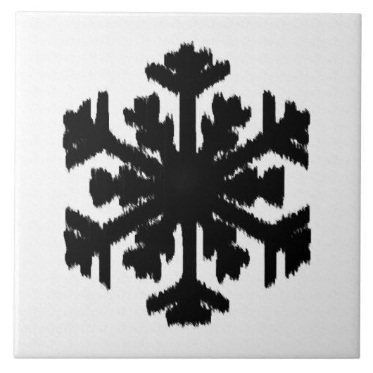 Carreau Ikat Snowflake - Blanc et noir (Devant)