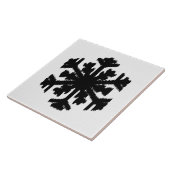 Carreau Ikat Snowflake - Blanc et noir (Côté)