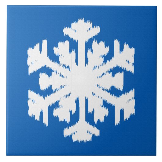 Carreau Ikat Snowflake - Cobalt bleu et blanc (Devant)