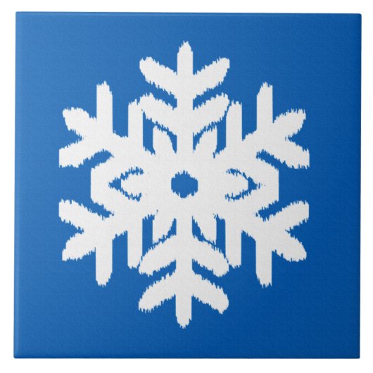 Carreau Ikat Snowflake - Cobalt bleu et blanc (Devant)
