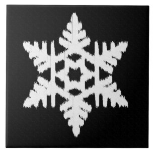 Carreau Ikat Snowflake - Noir et blanc