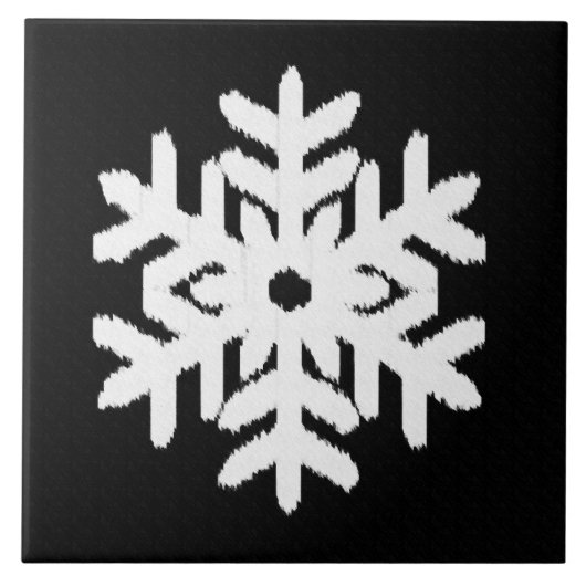 Carreau Ikat Snowflake - Noir et blanc (Devant)