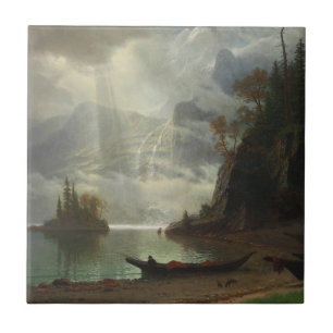 Carreau Île dans le lac (huile sur la toile)