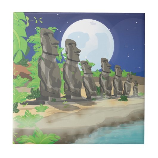 Carreau Île de Pâques Moai (Devant)