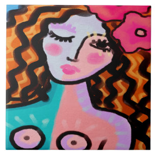 Carreau Île fille peinture numérique Abstraite