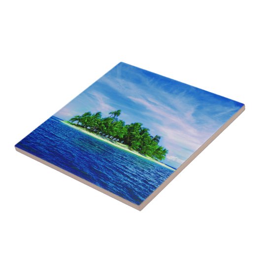 Carreau Île tropicale de Palm Tree (Côté)