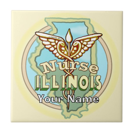 Carreau Illinois Nurse Caduceus Tile (Devant)