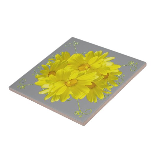 Carreau Illuminer les fleurs de marguerite jaune (Côté)