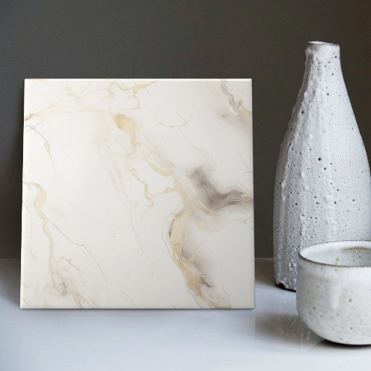 Carreau Illusion de marbre à crème blanche dorée