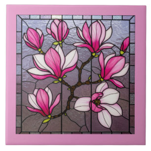Carreau Illusion de verre tendu rose Magnolias
