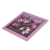 Carreau Illusion de verre tendu rose Magnolias (Côté)