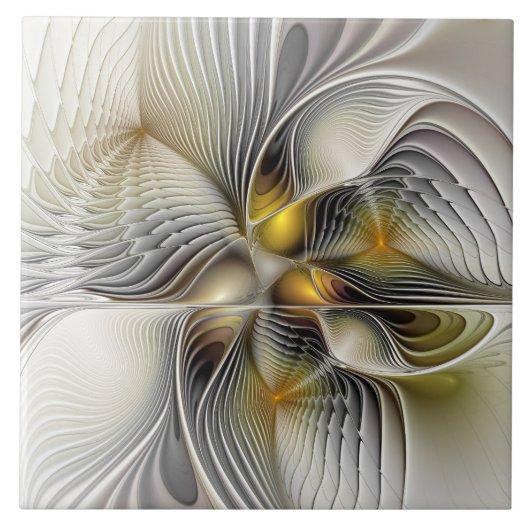 Carreau Illusion d'optique abstrait 3D fractal avec profon (Devant)