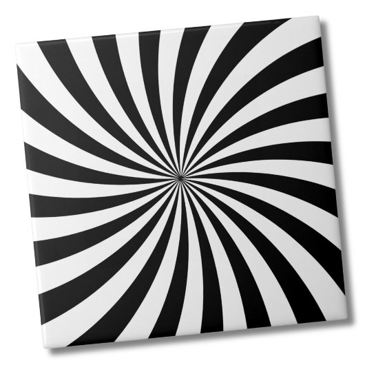 Carreau Illusion optique Black White Swirl