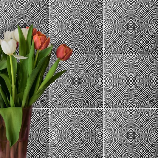 Carreau Illusion Optique Motif Géométrique noir et blanc