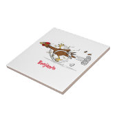 Carreau Illustration amusante de poulet cool (Côté)