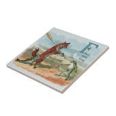 Carreau Illustration ancienne de la pêche à la grenouille (Côté)