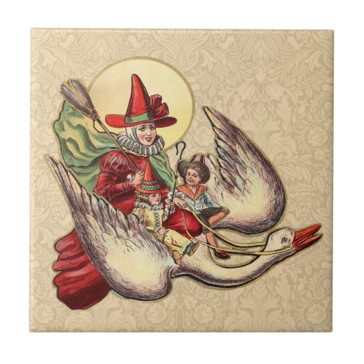 Carreau Illustration Antique de l'Enfant de Mère l'Oye (Devant)
