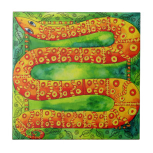 Carreau Illustration aquarelle de serpent à motifs