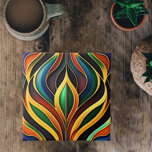 Carreau Illustration Art déco couleur or rétro