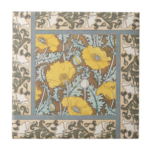 Carreau Illustration Art Nouveau Poppy Fleur Jaune
