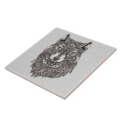 Carreau Illustration Black Grey & Green Wolf (Côté)