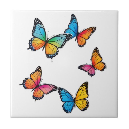 Carreau Illustration colorée de papillon (Devant)