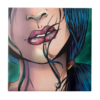 Carreau Illustration comique d'une fille sexy appelée Miki