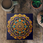 Carreau Illustration couleur bleu Mandala<br><div class="desc">Le mandala est un motif géométrique,  souvent circulaire,  mais peut aussi être carré. Avec des motifs répétitifs et des formes symétriques qui rayonnent d'un point central,  il crée une composition visuellement étonnante et équilibrée.</div>