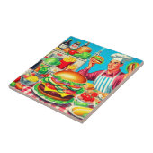 Carreau Illustration de bande dessinée Retro Hamburger (Côté)