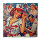 Carreau Illustration de baseball vintage (Devant)