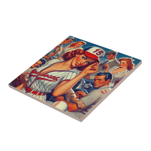 Carreau Illustration de baseball vintage (Côté)