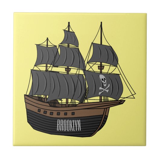 Carreau Illustration de bateau pirate (Devant)