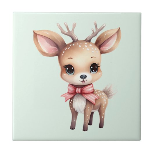 Carreau Illustration de cartoon de bébé cerf mignon (Devant)