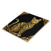 Carreau Illustration de chat doré orné (Côté)
