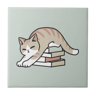 Carreau Illustration de chat Lover - Curled Up & Cosy