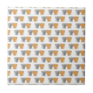Carreau Illustration de chatons adorables et duveteux - Ar