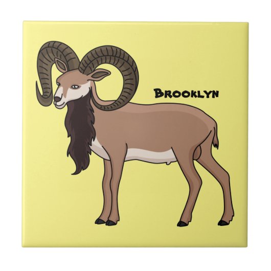Carreau Illustration de chèvre de Mouflon (Devant)
