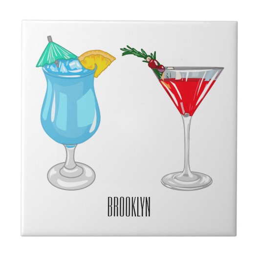 Carreau Illustration de cocktail (Devant)
